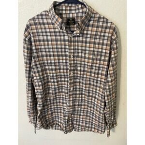 HEYBO OUTDOORS Mens Plaid Button Down Shirt Long Sleeve‎ Casual Small